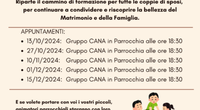 Gruppo “Cana”: percorso formativo per famiglie e giovani coppie