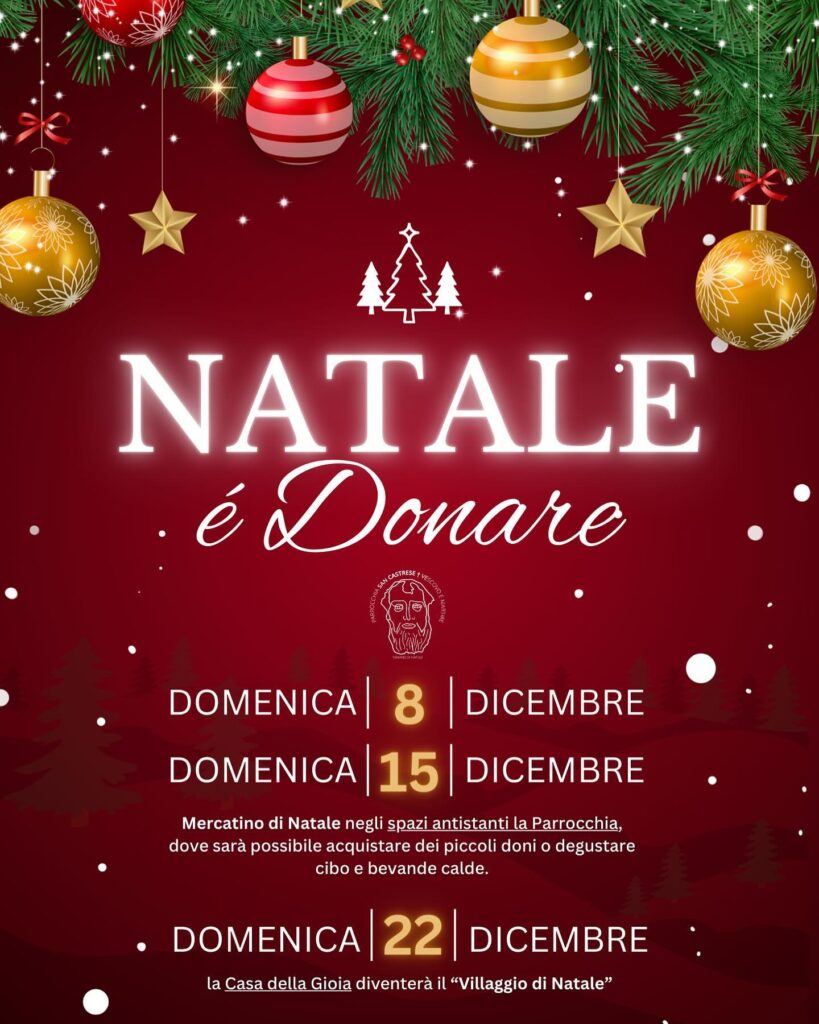 “Natale è donare”: Mercatini di Natale domenica 8 e 15 dicembre